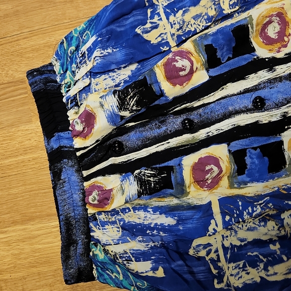 Vintage button front abstract pattern midi skirt sz 4 - Picture 2 of 3